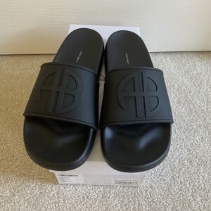 Anine Bing Isla Slides in Black
